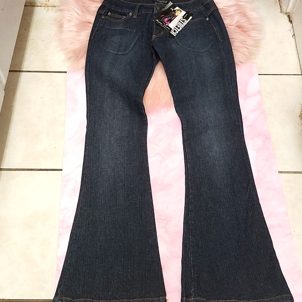 VINTAGE Y2K RAMPAGE CLOTHING STRETCH WIDE LEG DENIM JEANS-0